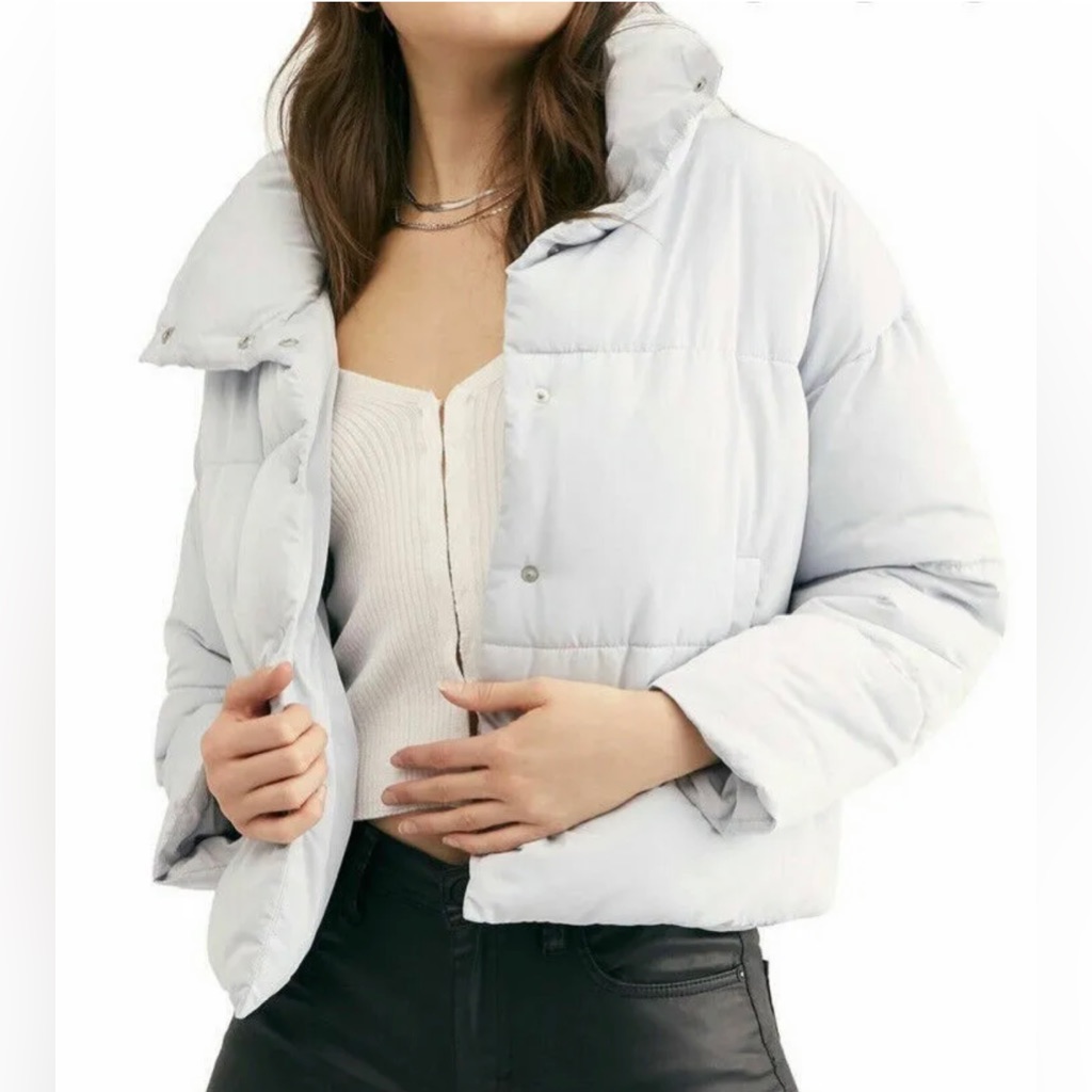 Free People Light Gray Puffer Jacket